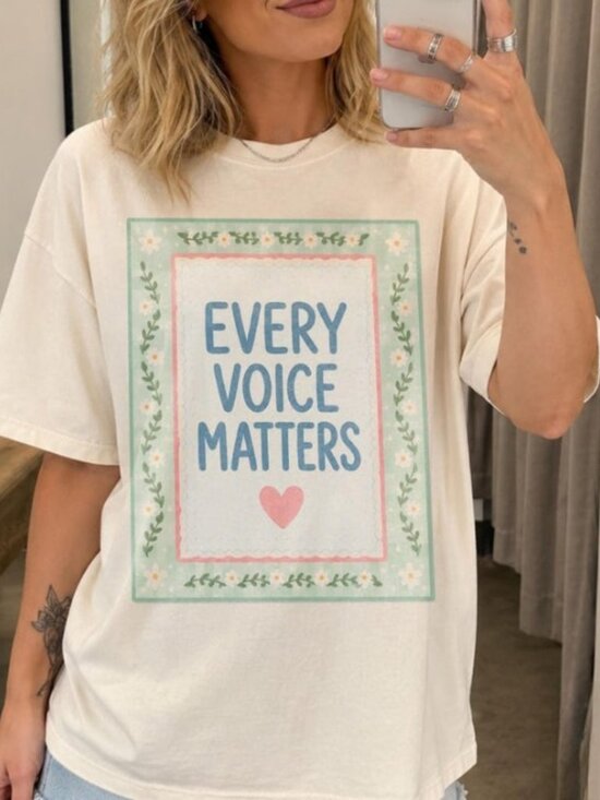 Other - Every Voice Matters Graphic Tee, Inspirational Teacher Classroom Inclusion Shirt